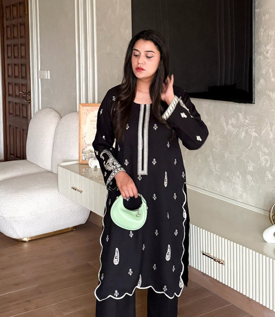 Diva Black Embroidered