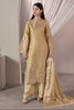 Champagne gold embroidered 3 piece Pakistani suit with dupatta for women - photo 1