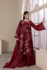 Maroon embroidered 3 piece Pakistani formal suit for women - photo 4