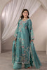 Teal floral embroidered 3 piece Pakistani suit for women - photo 2